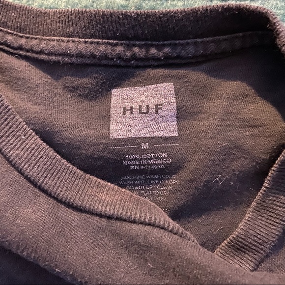 Vintage Black Huf Short Sleeve Tee w/ Blue Tie Dye Box Logo - Picture 3 of 4